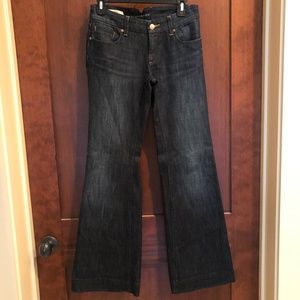 Wide Leg Jeans Dark Wash, Back Pockets w/ Snaps